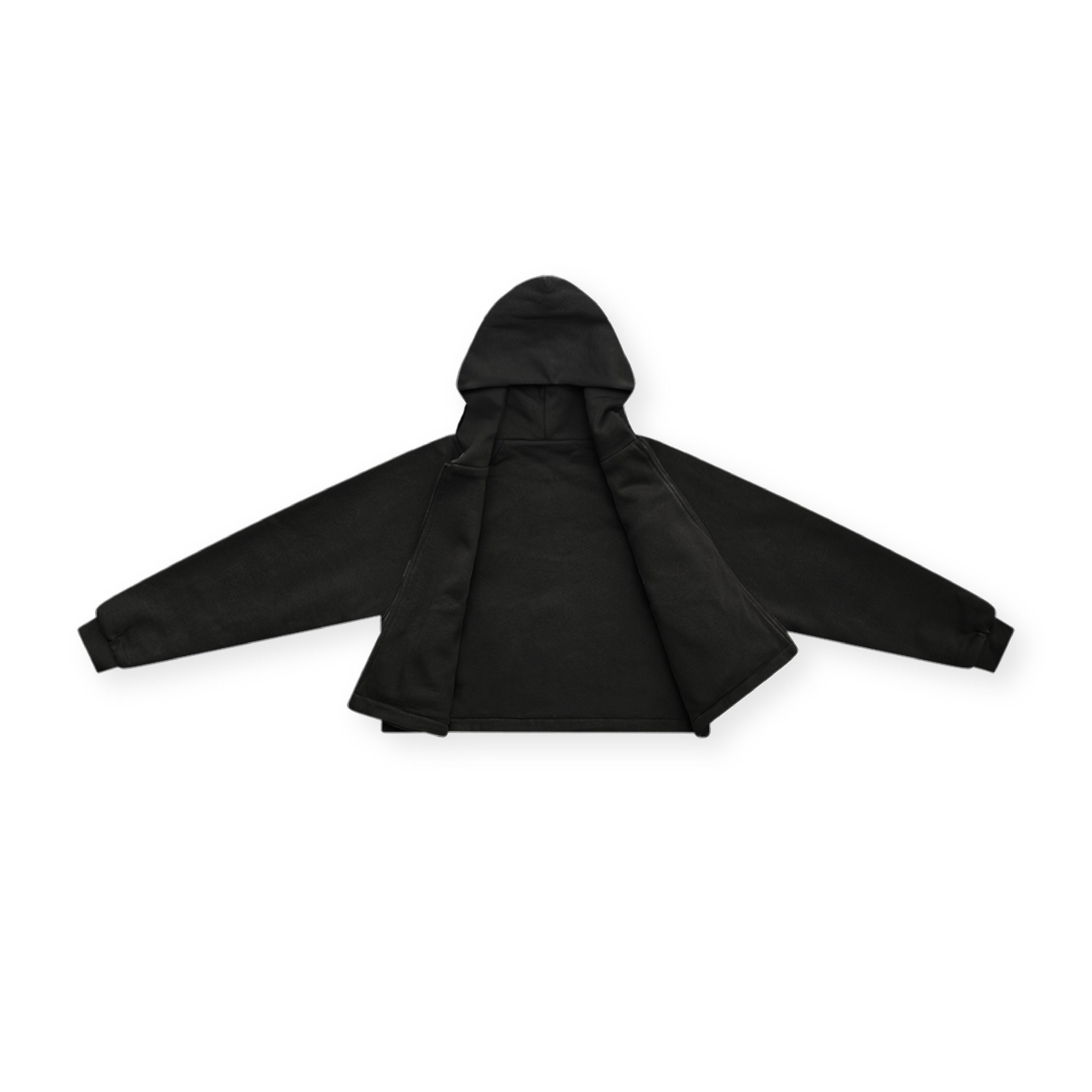 DOUBLE LAYERED ZIP UP PUFFY HOODIE