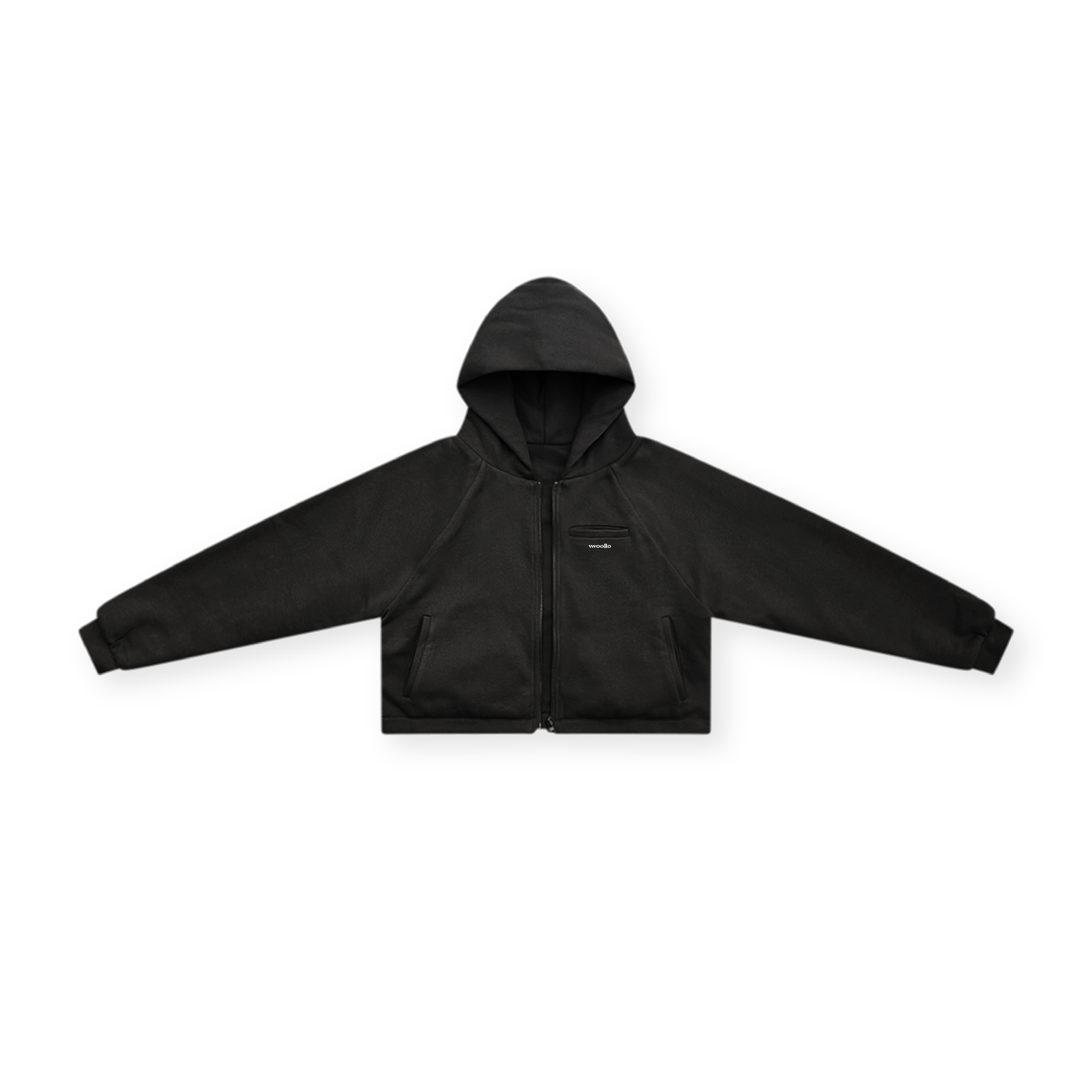 DOUBLE LAYERED ZIP UP PUFFY HOODIE