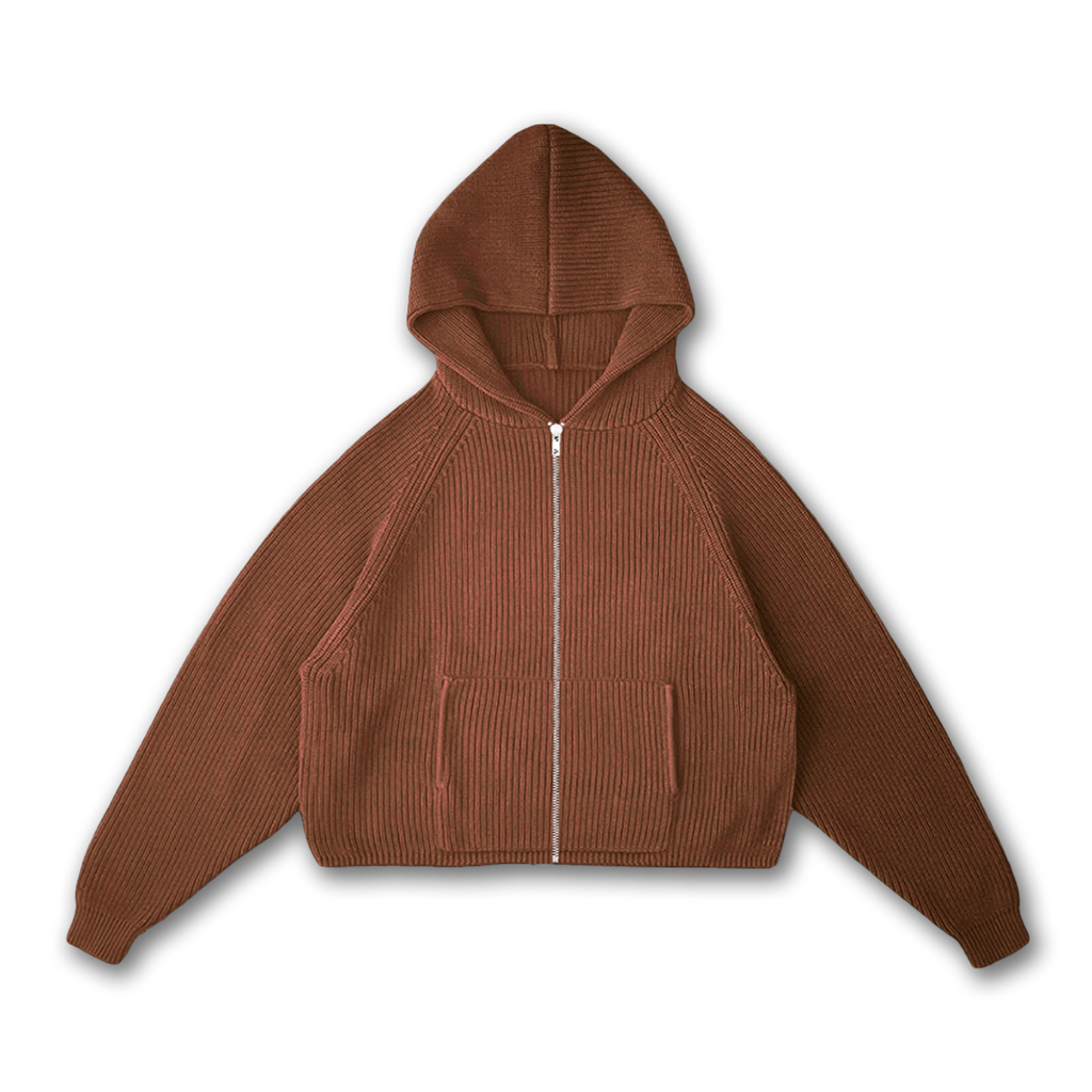 KNIT ZIP UP HOODIE