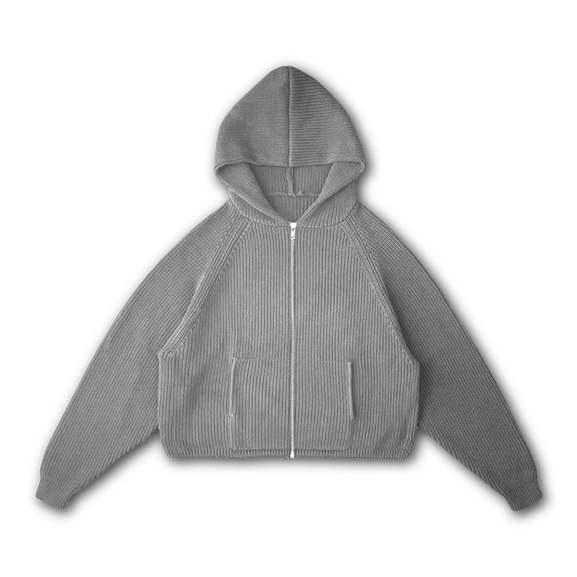 KNIT ZIP UP HOODIE