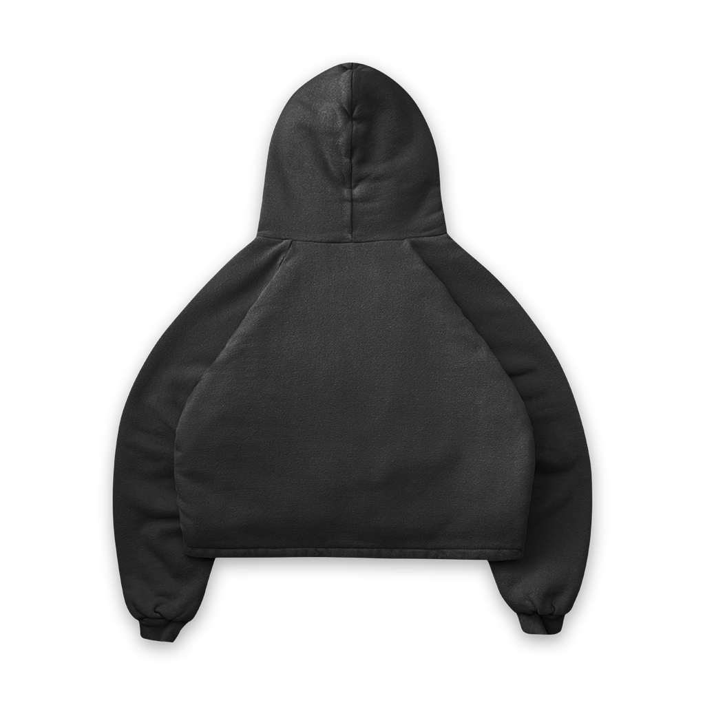 DOUBLE LAYERED ZIP UP PUFFY HOODIE